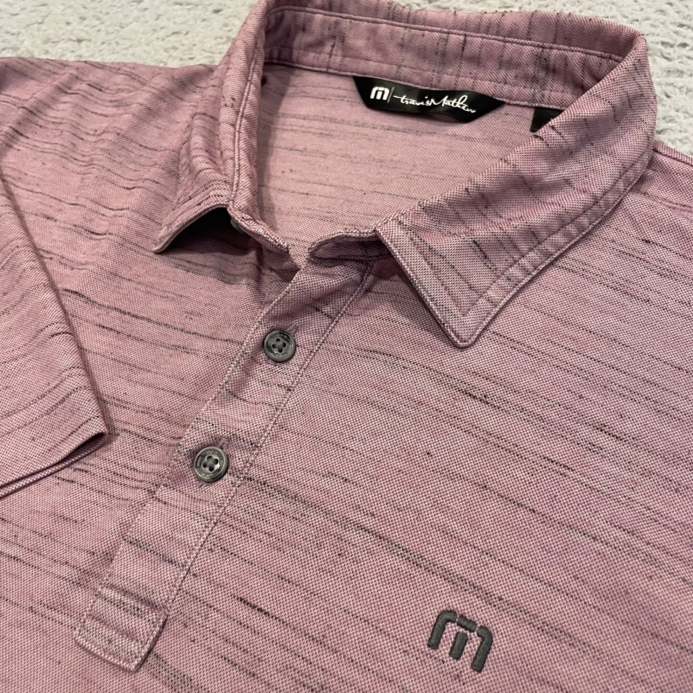 Travis Mathew Pima Cotton Blend Polo Shirt Mens Large Purple Heathered